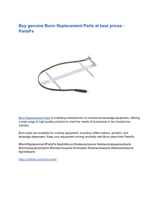 Buy genuine Bunn Replacemnet Parts at best prices - PartsFe (1)