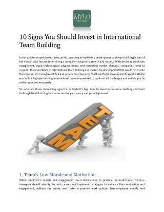 10 Signs You Should Invest in International Team Building