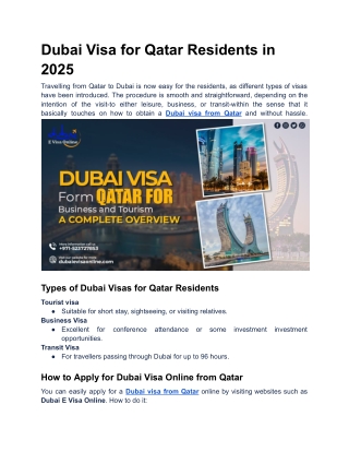 Dubai Visa for Qatar