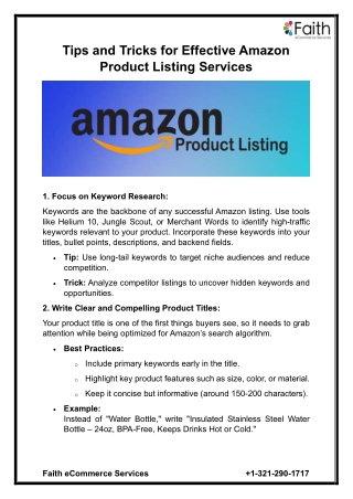 Tips and Tricks for Effective Amazon Product Listing Services