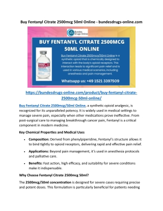 Buy Fentanyl Citrate 2500mcg 50ml Online - bundesdrugs-online