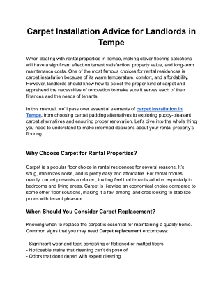 Carpet Installation Advice for Landlords in Tempe