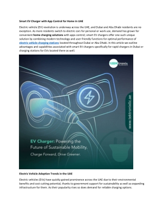 Smart EV Charger with App Control for Home in UAE