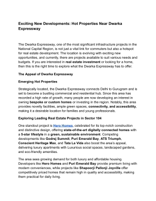 Exciting New Developments_ Hot Properties Near Dwarka Expressway