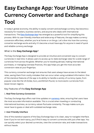 Easy Exchange App Your Ultimate Currency Converter and Exchange Tool