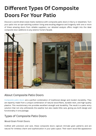 A Variety of Composite Door Designs for Your Patio