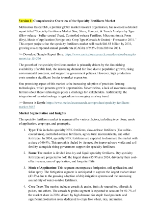 Specialty Fertilizers Market