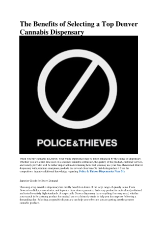 Police & Thieves Denver Colorado