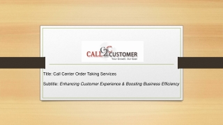Call Center Order Taking Services