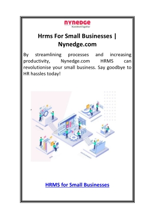 Hrms For Small Businesses  Nynedge.com