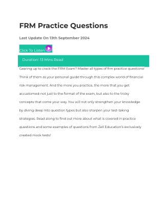 FRM Practice Questions, Pass Rate, Exam Details & Scores