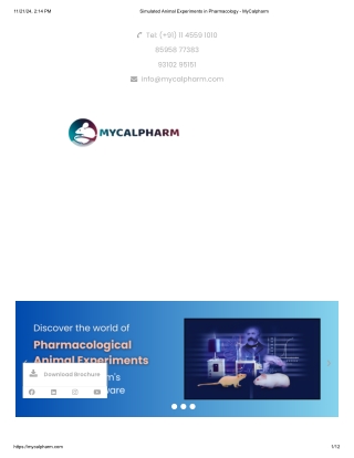 Animal Experiments In Pharmacology