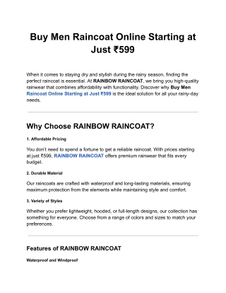 Buy Men Raincoat Online Starting at Just ₹599