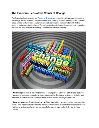 The Executive Lens offers Words of Change