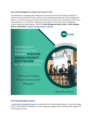 Smart Visitor Management to Elevate Your Property in UAE