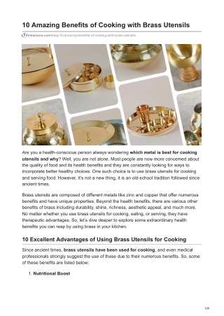 10 Amazing Benefits of Cooking with Brass Utensils