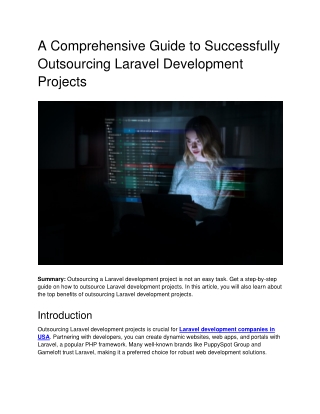 A Comprehensive Guide to Successfully Outsourcing Laravel Development Projects