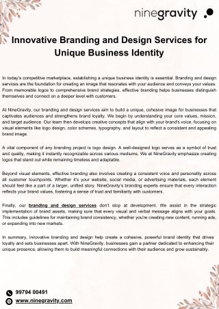Innovative Branding and Design Services for Unique Business Identity