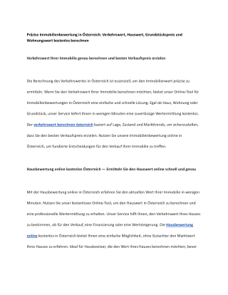 Präzise Immobilienbewertung in Österreich: Verkehrswert, Hauswert, Grundstückspr
