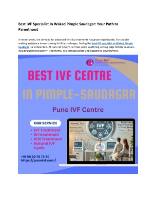 Best IVF Specialist in Wakad & Pimple Saudagar | Expert IVF Treatment