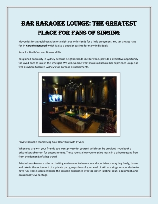 Bar Karaoke Lounge The Greatest Place for Fans of Singing