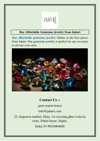 Buy Affordable Gemstone Jewelry from Jahuri