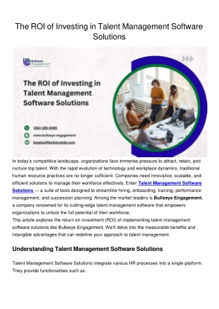Talent Management Software Solutions