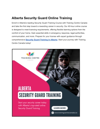 Alberta Security Guard Online Training