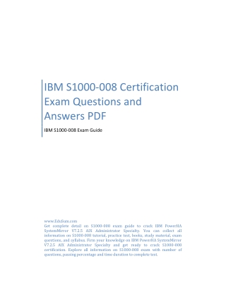 IBM S1000-008 Certification Exam Questions and Answers PDF