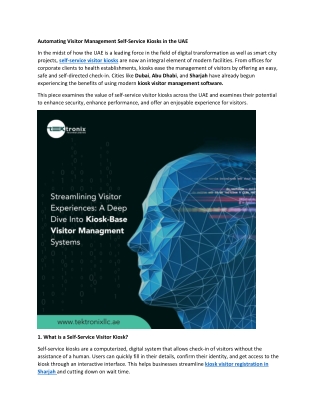 Streamlining Kiosk Visitor Management