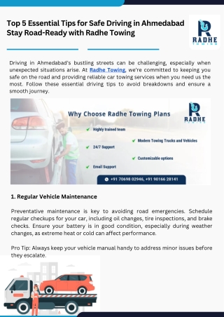 Top 5 Essential Tips for Safe Driving in Ahmedabad Stay Road-Ready with Radhe Towing