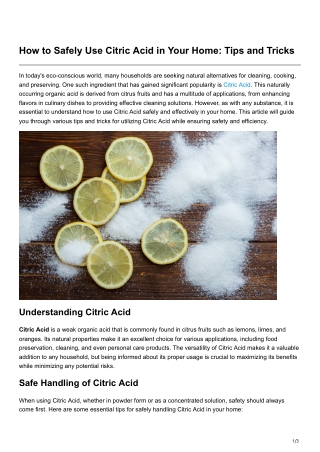 How to Safely Use Citric Acid in Your Home Tips and Tricks