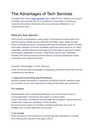 The Advantages of Tech Services