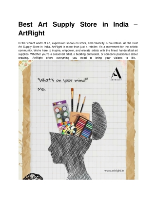 ArtRight Empowering Creativity with Premium Handcrafted Art Supplies