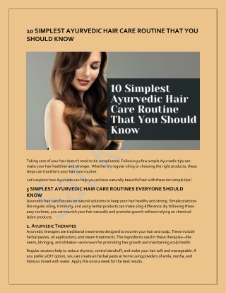 10 simplest Ayurvedic hair care routine that you should know