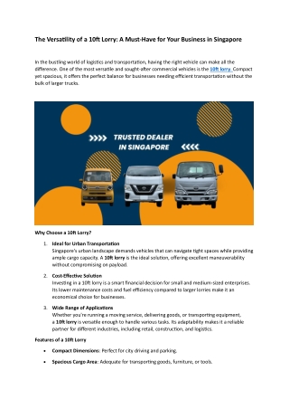 The Versatility of a 10ft Lorry