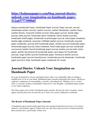 Journal Diaries: Unleash Your Imagination on Handmade Paper