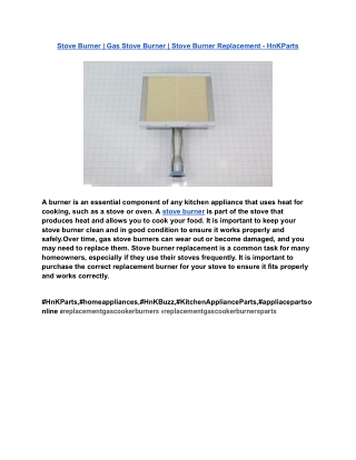 Stove Burner _ Gas Stove Burner _ Stove Burner Replacement - HnKParts