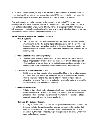 What is the Latest Treatment for Enlarged Prostate_