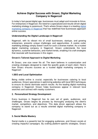 Achieve Digital Success with Groarz, Digital Marketing Company in Nagercoil-document- pdf
