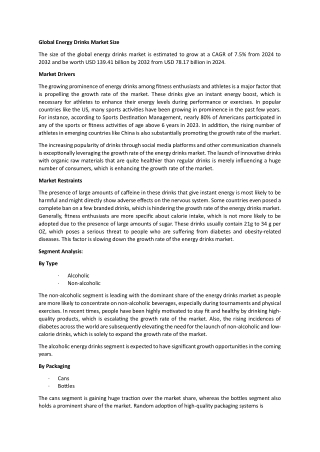 Global Energy Drinks Market Growth, Analysis