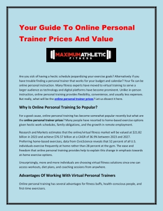 Your Guide To Online Personal Trainer Prices And Value