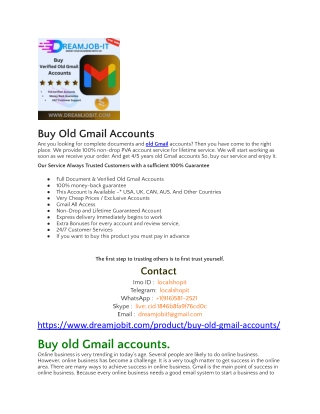 Buy Old Gmail Accounts
