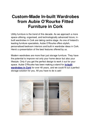 Custom-Made In-built Wardrobes from Aubie O’Rourke Fitted Furniture in Cork