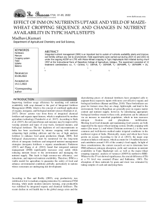 EFFECT OF INM ON NUTRIENTS UPTAKE AND YIELD OF MAIZE- WHEAT CROPPING SEQUENCE AND CHANGES IN NUTRIENT AVAILABILITY IN TY