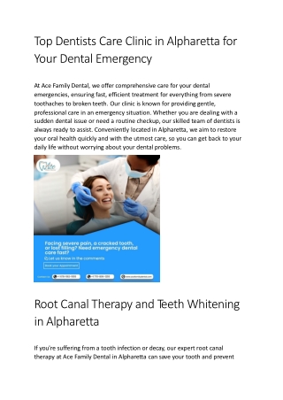 Top Dentists Care Clinic in Alpharetta for Your Dental Emergency