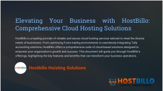 Elevating Your Business with HostBillo Comprehensive Cloud Hosting Solutions