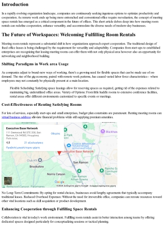 The Future of Workspaces: Welcoming Satisfying Room Rentals