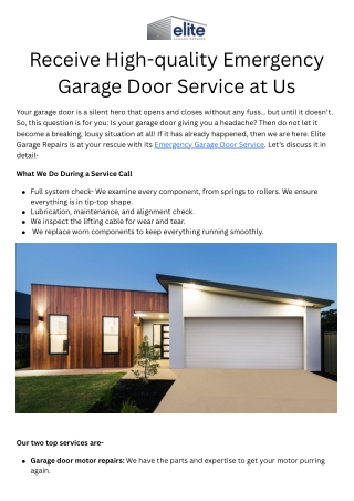Receive High-quality Emergency Garage Door Service at Us