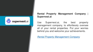 Rental Property Management Company  Supernest.ai